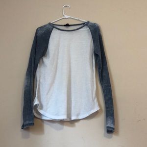 White shirt with blue sleeves